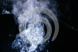 Blue smoke waves black background. High quality and resolution beautiful photo concept