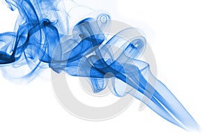 Blue smoke on white background