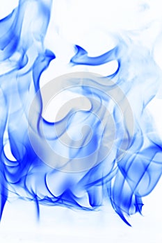 Blue smoke on white background. fire flame on white background