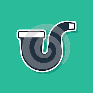 Blue Smoking pipe with smoke icon isolated on green background. Tobacco pipe. Vector