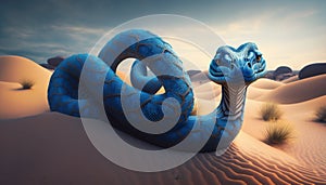 blue snake in desert