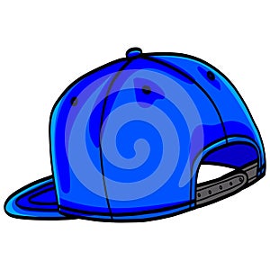 Blue Snapback Baseball Cap Hat Backward Illustration Vector