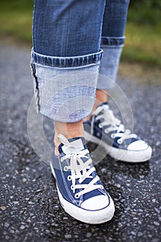 Blue Sneakers in the Rain