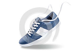 Blue sneakers on a white isolated background