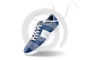 Blue sneakers on a white isolated background