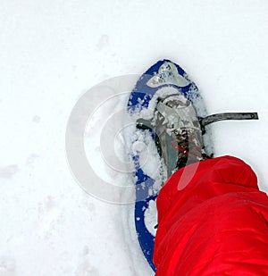 Blue snow shoes for walking on snow