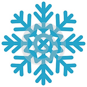 Blue snowflake icon on white background