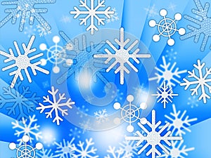 Blue Snowflakes Background Shows Weather Freezing And Winter