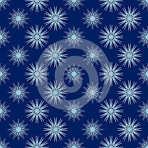 Blue snowflakes background. Vector