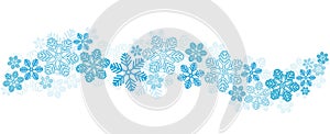 Blue Snowflakes Border on White, stock vector illustration