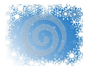 Blue snowflakes frame
