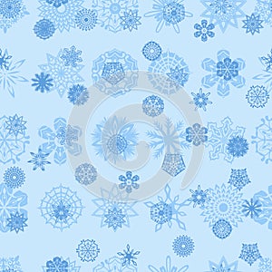 Blue snowflakes seamless illustration