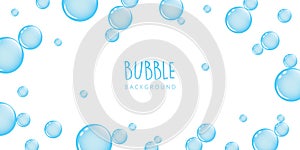 blue soap bubble border isolated on white background