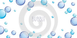 blue soap bubble border isolated on white background