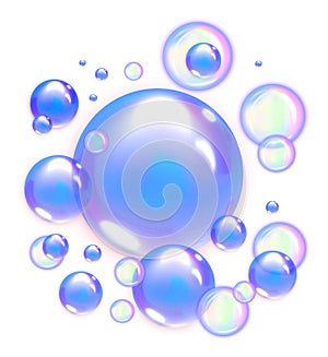 Blue soap bubbles