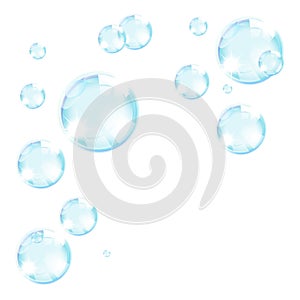 Blue soap bubbles background