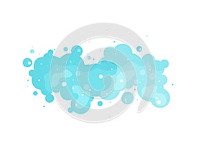 Blue soap bubbles, foam and suds water vector icon. Effervescent air and drink. Shower background. Cartoon illustration isolated