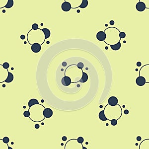 Blue Soap water bubbles icon isolated seamless pattern on yellow background. Vector