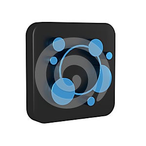 Blue Soap water bubbles icon isolated on transparent background. Black square button.