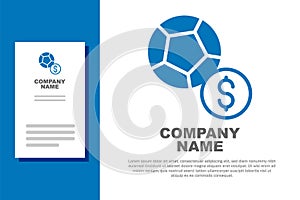Blue Soccer football ball icon isolated on white background. Sport equipment. Logo design template element. Vector