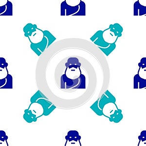 Blue Socrates icon isolated seamless pattern on white background. Sokrat ancient greek Athenes ancient philosophy