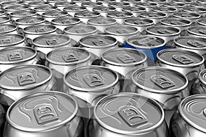 Blue soda can standing out