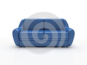Blue sofa on white background insulated photo