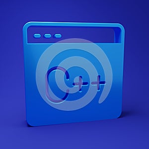 Blue Software, web developer programming code icon isolated on blue background. Javascript computer script random parts