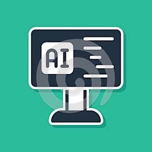 Blue Software, web developer programming code icon isolated on green background. Javascript computer script random parts