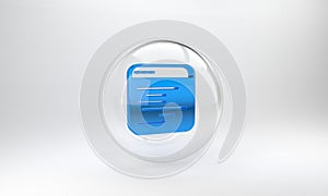 Blue Software, web developer programming code icon isolated on grey background. Javascript computer script random parts