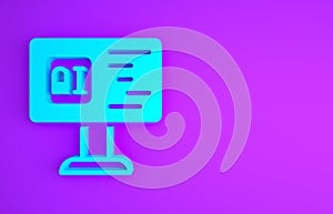 Blue Software, web developer programming code icon isolated on purple background. Javascript computer script random parts of