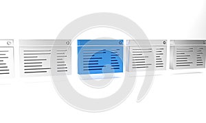 Blue Software, web developer programming code icon isolated on white background. Javascript computer script random parts