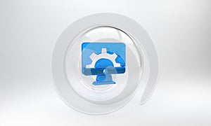 Blue Software, web development, programming concept icon isolated on grey background. Programming language and program