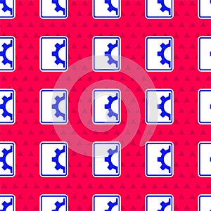 Blue Software, web development, programming concept icon isolated seamless pattern on red background. Programming