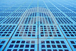 Blue solar modules of Monument to the Sun, Zadar, Croatia