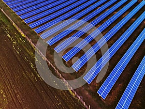 Blue solar panel on the ground