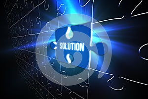 Blue solution glowing jigsaw piece