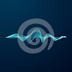 Blue sonic wave line. Abstract blue digital equaliser. Vector illustration