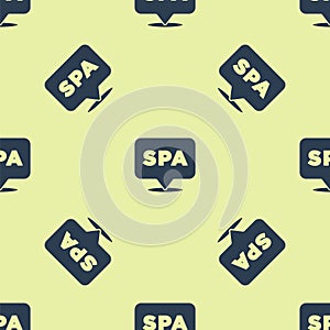 Blue Spa salon icon isolated seamless pattern on yellow background. Concept for beauty salon, massage, cosmetic. Spa