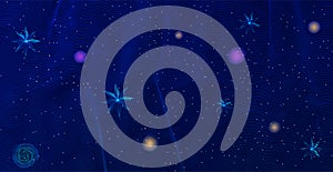 Blue space background.