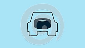 Blue Spare wheel in the car icon isolated on blue background. Process of replacing the wheel. Storage location of the