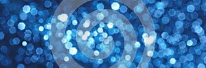 Blue sparkling glitter bokeh background banner