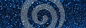 Blue sparkling glitter bokeh background banner