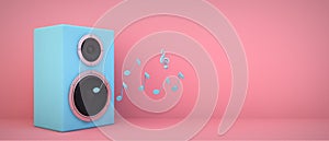 blue speaker pink background