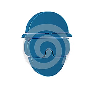 Blue Special forces soldier icon isolated on transparent background. Army and police symbol of defense.