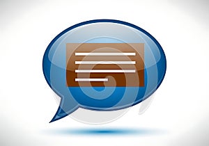 Blue speech bubble with brown text message icon