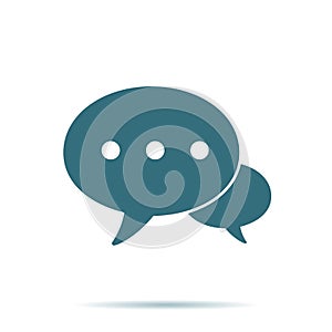 Blue Speech bubble icon isolated. Modern contact us flat pictogram, business, marketing, internet co