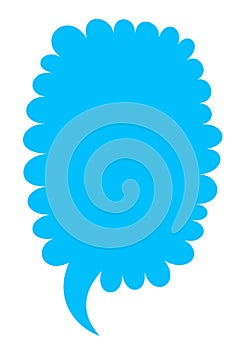 A blue speech bubble with scalloped edges photo