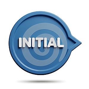 Blue speech bubble shape with the word initial text