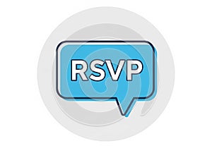 A blue speech bubble with the text 